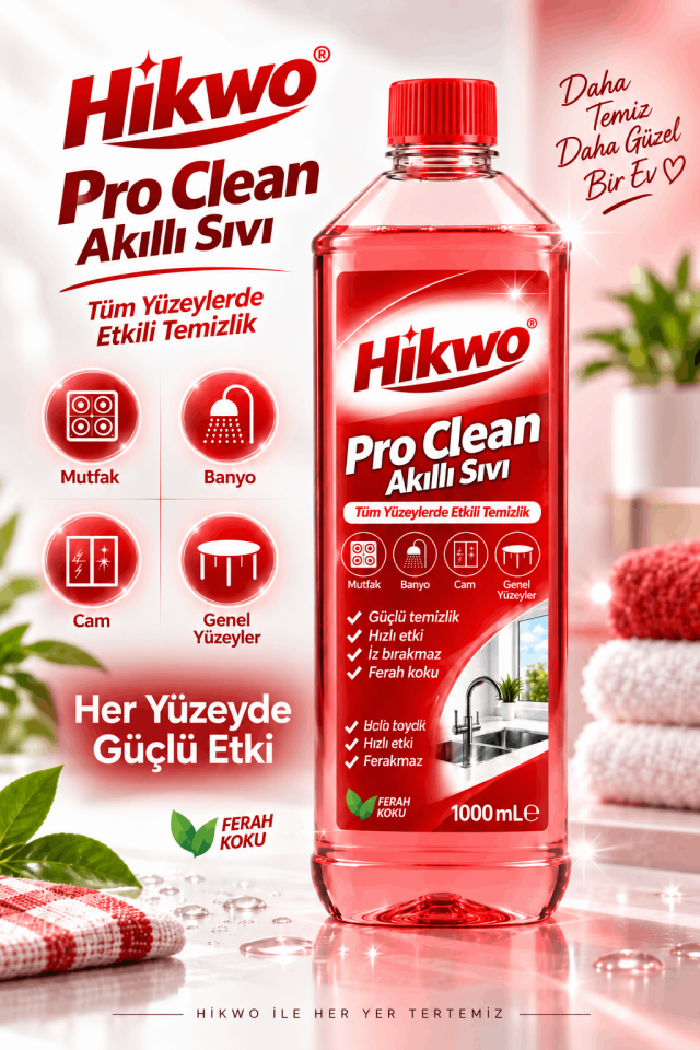 Hikwo Pro Clean Akıllı Sıvı Mutfak Banyo ve Genel Yüzey Temizleyici 1000 mL