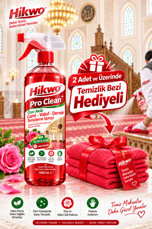 Özel Akıllı Cami - Vakıf - Dernek Gül Kokulu Temizleme Spreyi 1000 ML