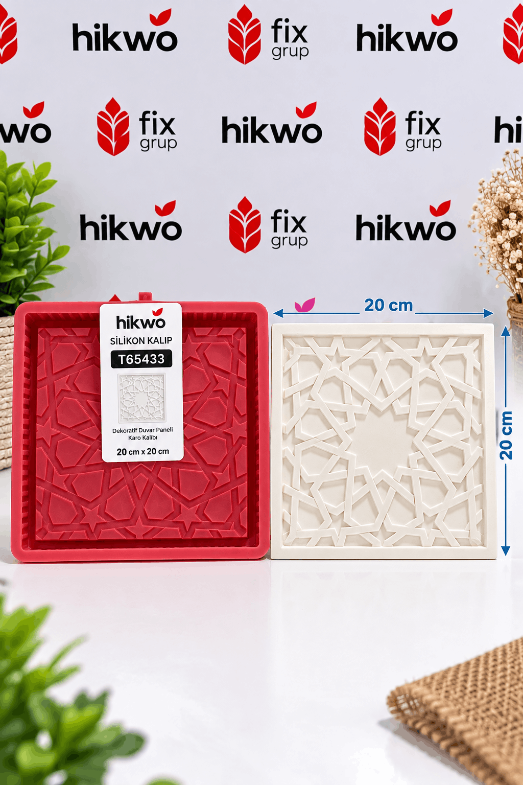 Hikwo Selçuklu Yıldızı Dekoratif Duvar Karosu ve Tepsi Silikon Kalıbı - Taş Tozu Kalıbı T55332