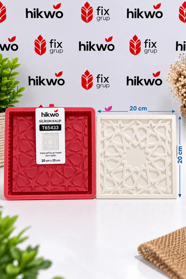 Hikwo Selçuklu Yıldızı Dekoratif Duvar Karosu ve Tepsi Silikon Kalıbı - Taş Tozu Kalıbı T55332
