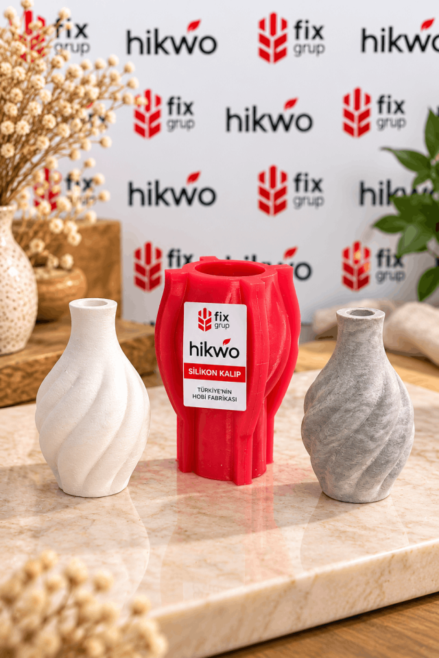 Minyatür Mini Vazo Kıvrımlı Silikon Kalıp - Taş Tozu Kalıbı T78805