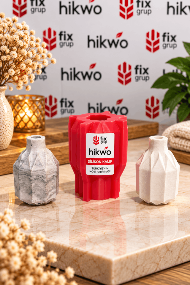 Geometrik Minyatür Mini Vazo Silikon Kalıp - Taş Tozu Kalıbı T76554