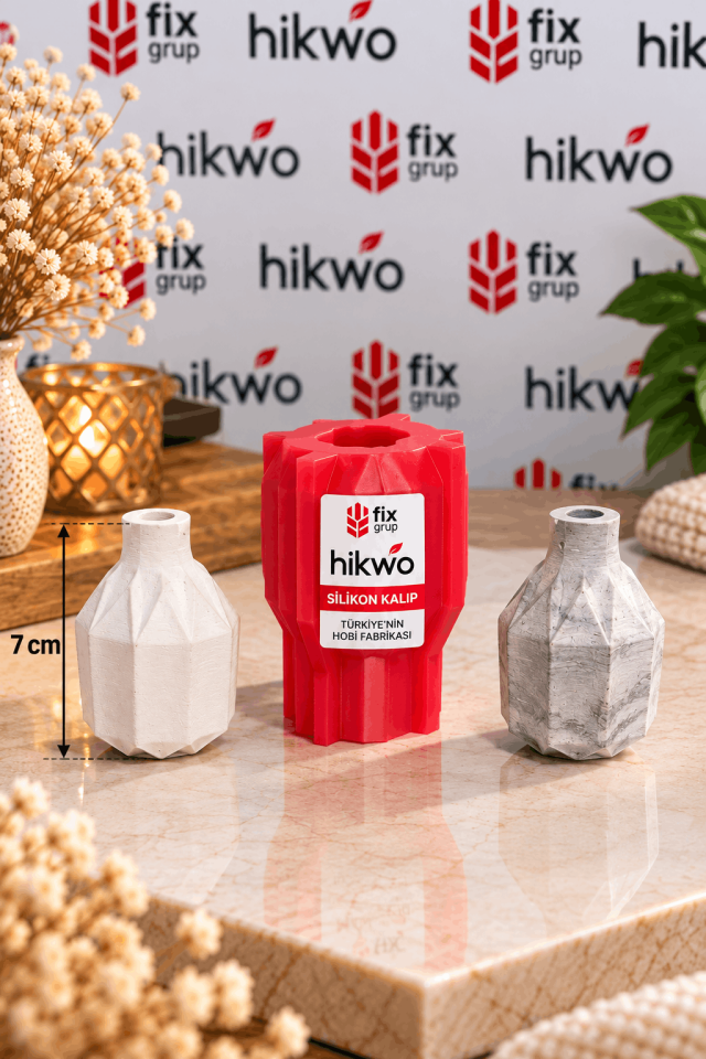 Geometrik Minyatür Mini Vazo Silikon Kalıp - Taş Tozu Kalıbı T76554