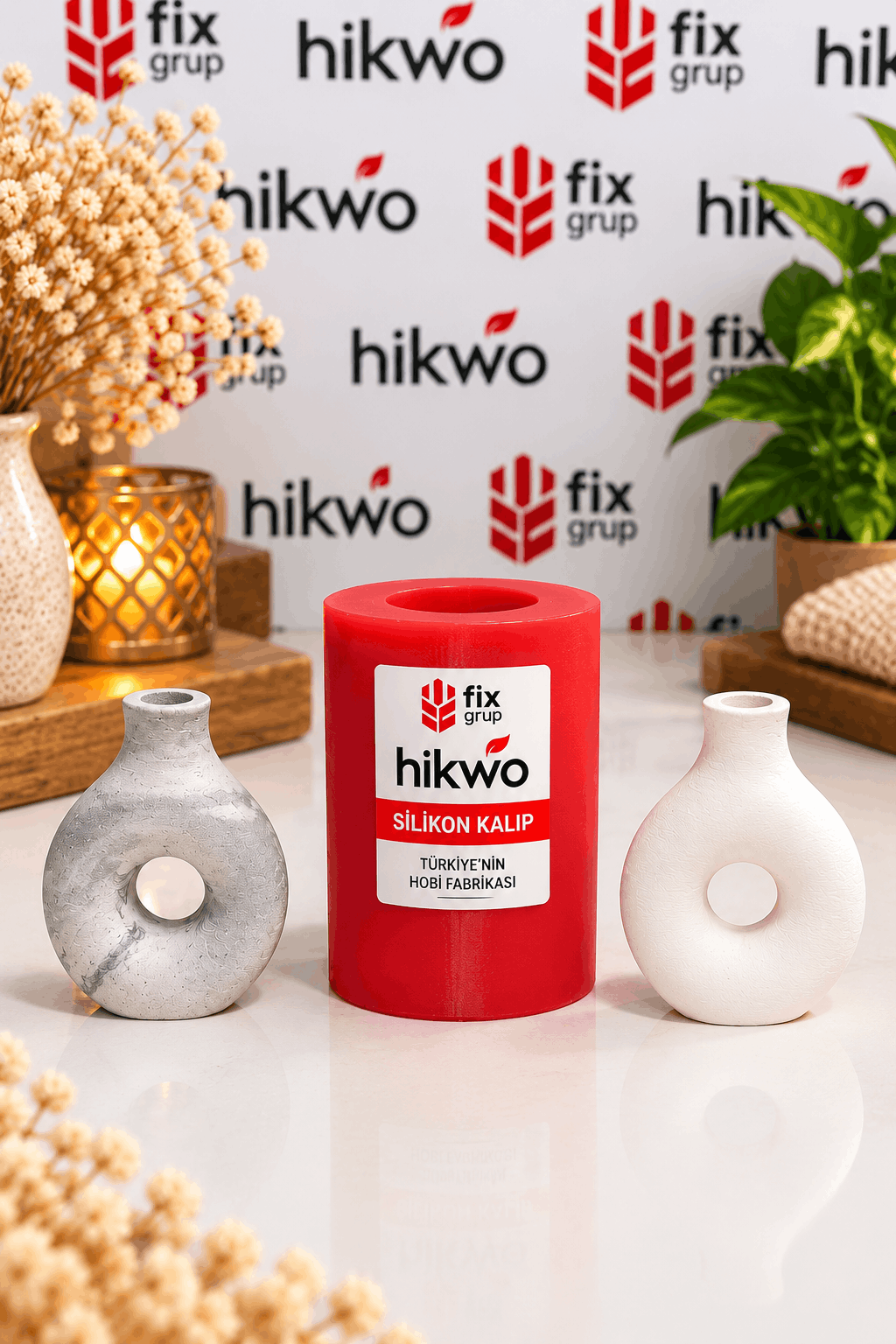 Delikli Minyatür Mini Vazo Silikon Kalıp - Taş Tozu Kalıbı T76559