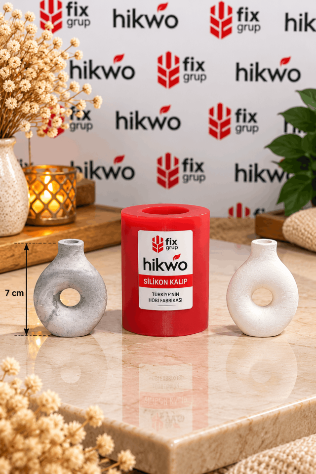 Delikli Minyatür Mini Vazo Silikon Kalıp - Taş Tozu Kalıbı T76559
