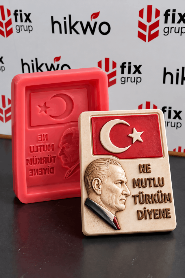 Atatürk ve Ne Mutlu Türküm Diyene Boyama Etkinlik Kalıbı - Taş Tozu Kalıbı T54753