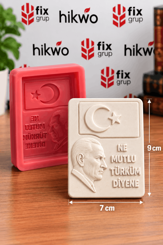 Atatürk ve Ne Mutlu Türküm Diyene Boyama Etkinlik Kalıbı - Taş Tozu Kalıbı T54753