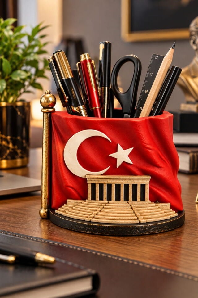 Türk Bayrağı Anıtkabir Kalemlik Silikon Kalıbı - Taş Tozu Kalıbı T437573