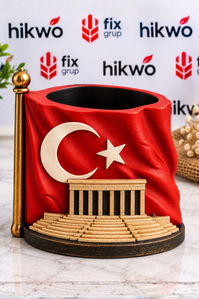 Türk Bayrağı Anıtkabir Kalemlik Silikon Kalıbı - Taş Tozu Kalıbı T437573